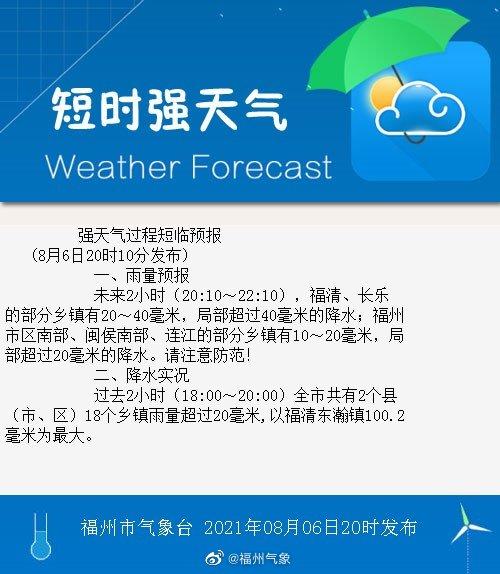  雨情汛情丨 福州市气象台发布暴雨橙色预警信号（滚动）